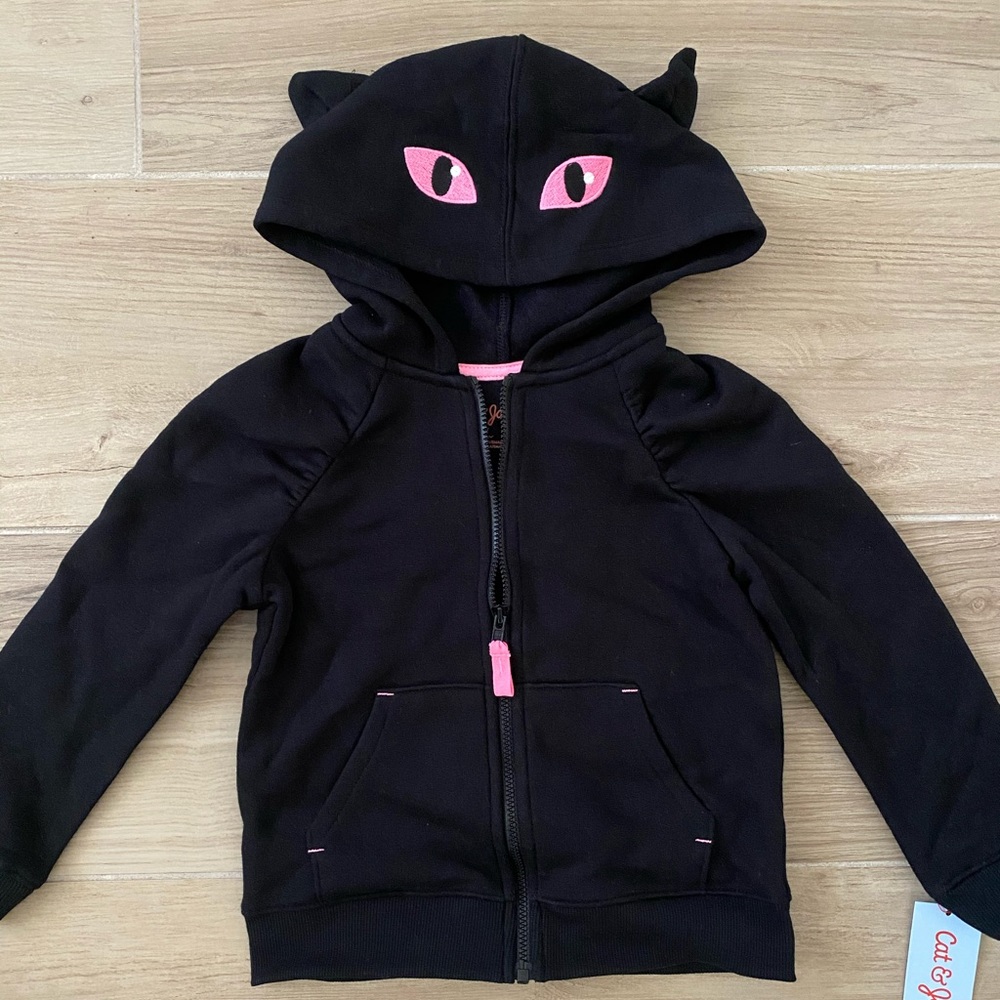 Cat & Jack Black Pink Cat Halloween Hoodie